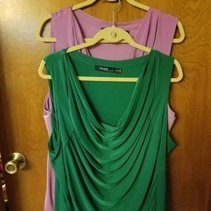 Pair of slinky cowl sleeveless blouses The Limited